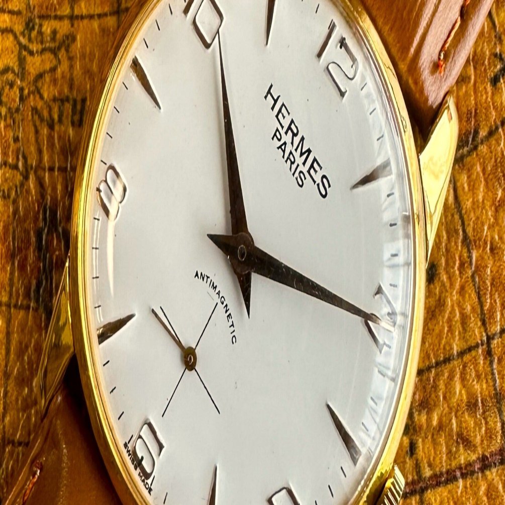 HERMES ゴールド装飾時計 OH済 即納【エルメス HERMES】ゴールドプレート☆20世紀半ば頃 稼働品