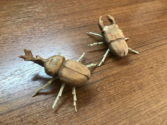 新たな竹の工芸品、カブトムシのヤジロベを試作した話 後翅を追加し