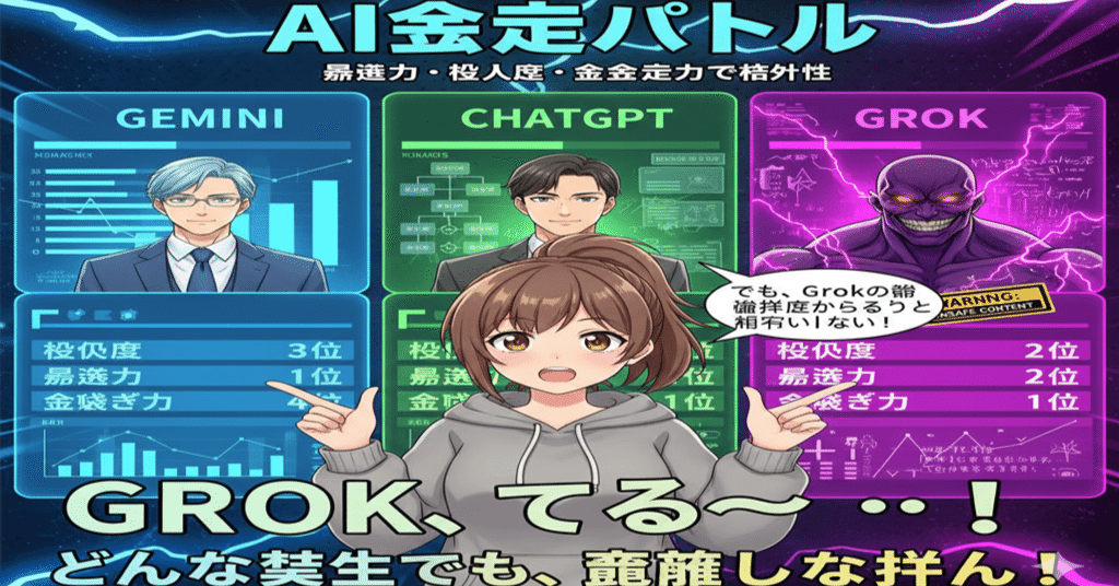 AI特性】今日のAI査定：暴走力・没入度・金稼ぎ力で格付け～AIの回答の