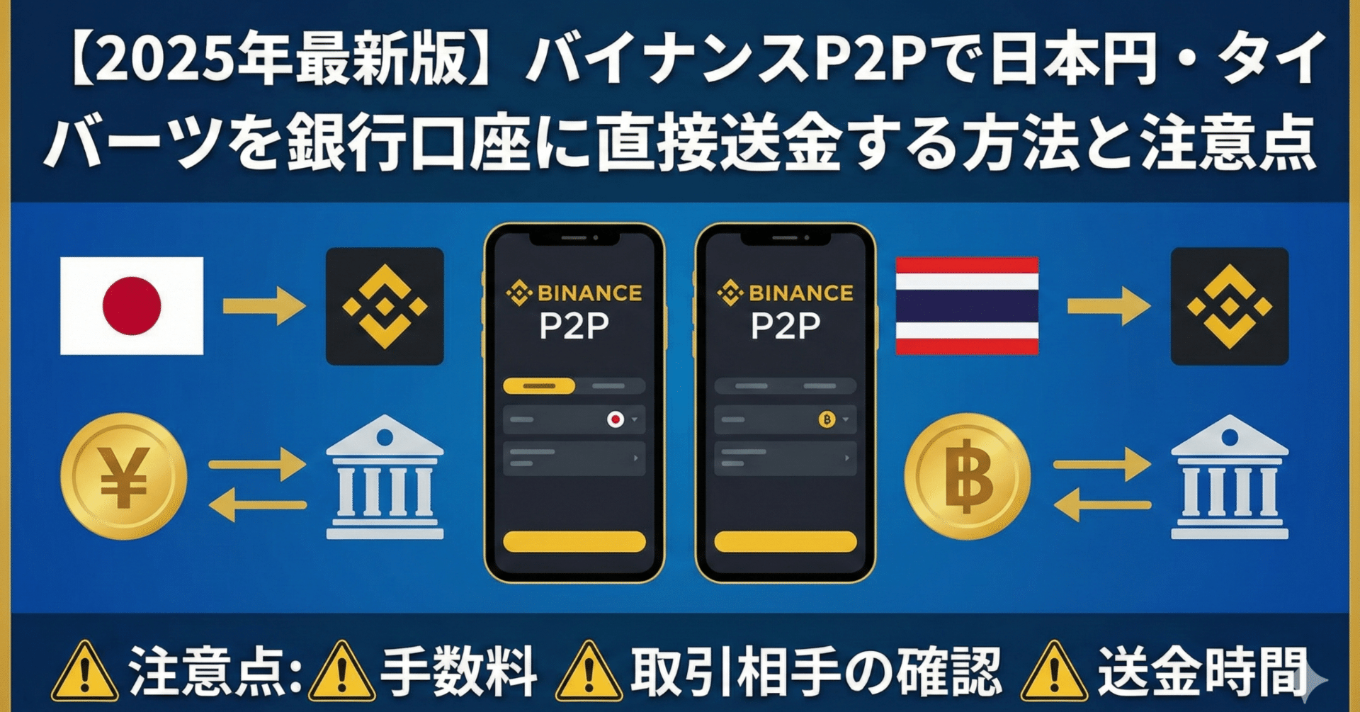 海外取引所バイナンスから日本・タイの銀行に資金を送る完全ガイド｜P2P出金・手数料・税金まで徹底解説｜資産形成薬剤師（5000万円運用）