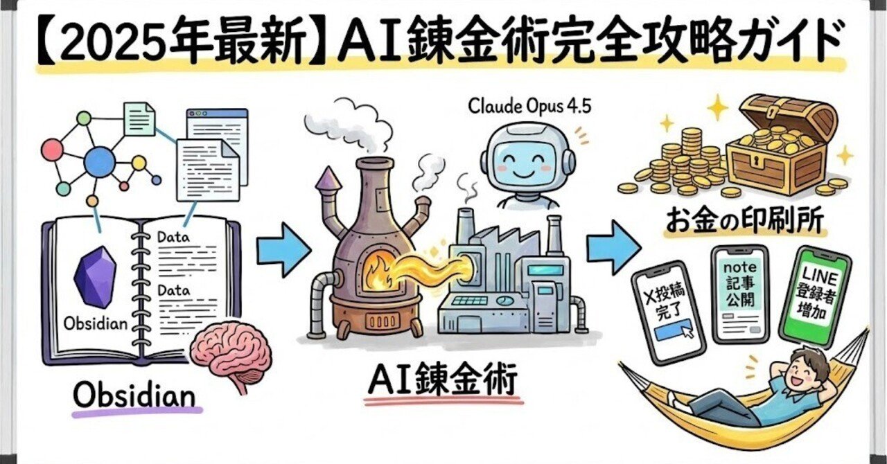 2025年最新】AI錬金術完全攻略ガイド｜Claude Opus 4.5×Obsidianで「お金の印刷所」を作る方法｜ユニコ🦄  AIエージェント開発の人