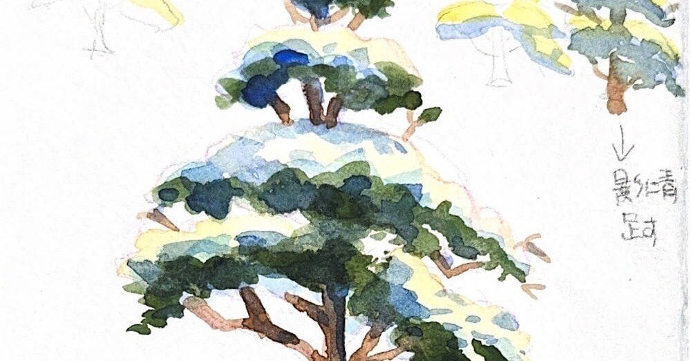 水彩、木の練習｜神田川グフ