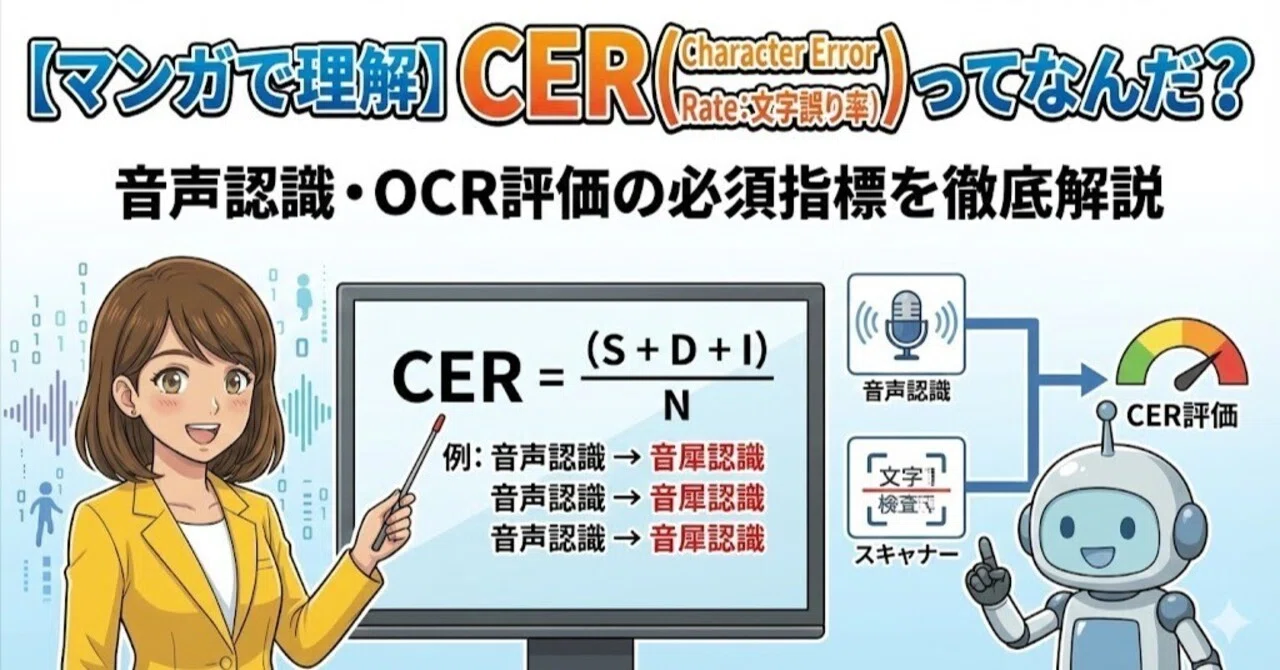 [マンガで理解]CER（Character Error Rate：文字誤り率）ってなんだ？音声認識・OCR評価の必須指標を徹底解説｜GeneLab