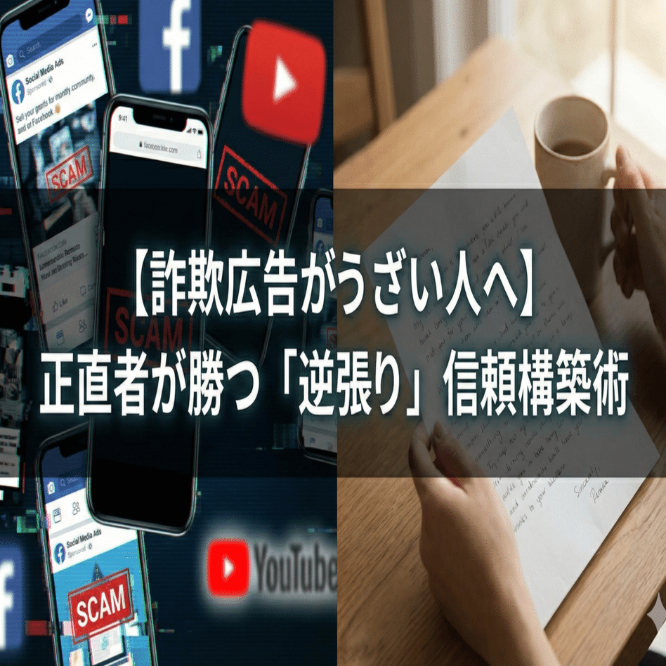 詐欺広告がうざい人へ】Meta社やYouTubeの詐欺広告に騙されない！普通の人が勝つための「逆張り」信頼構築術｜塚田光義