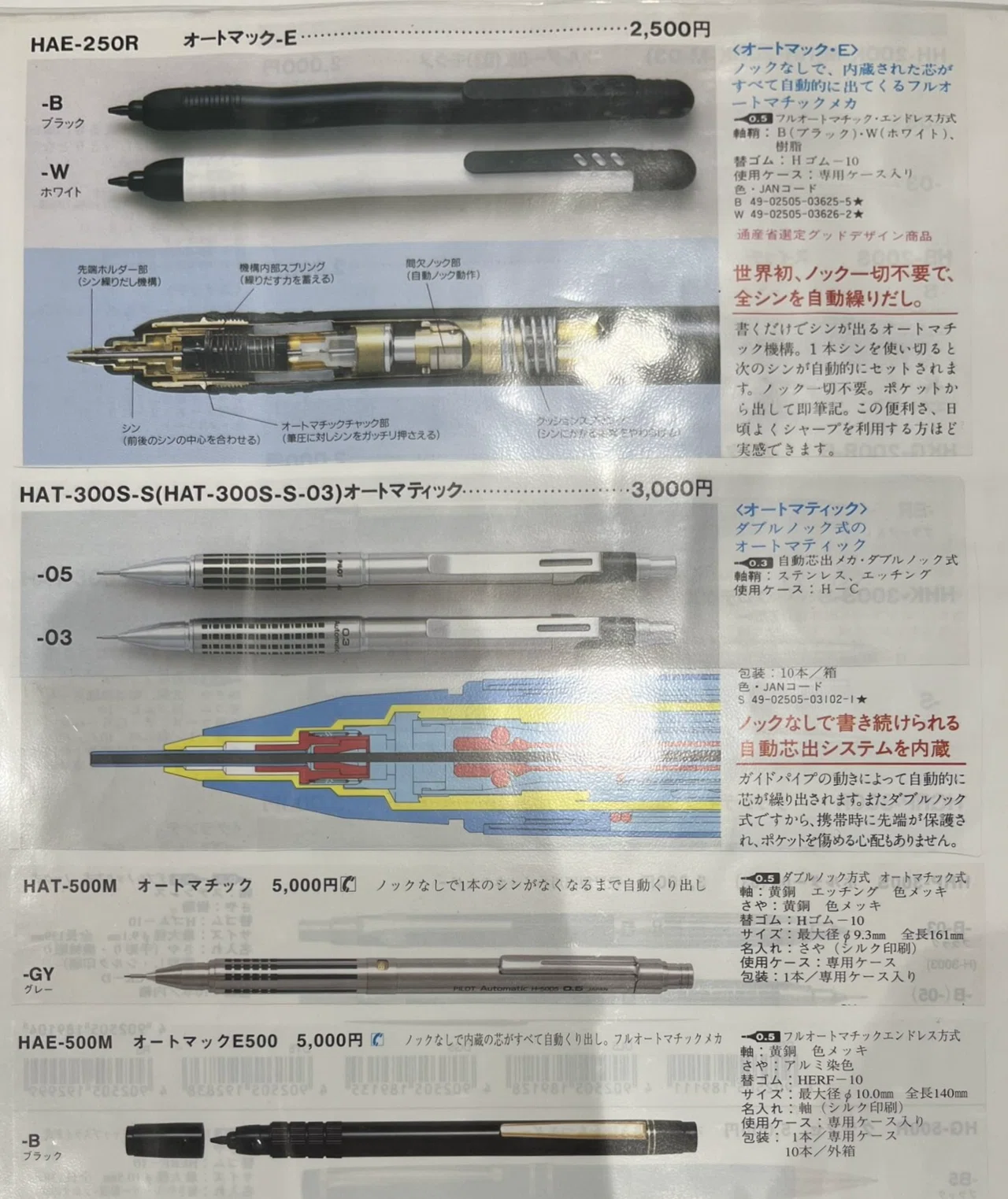 d*2様 パイロットオートマック￼廃盤激レア自動芯繰り出し機構搭載0.5mm 黒 PILOT Automac E500 創立記念モデル 製図 廃盤 シャーペン シャープ