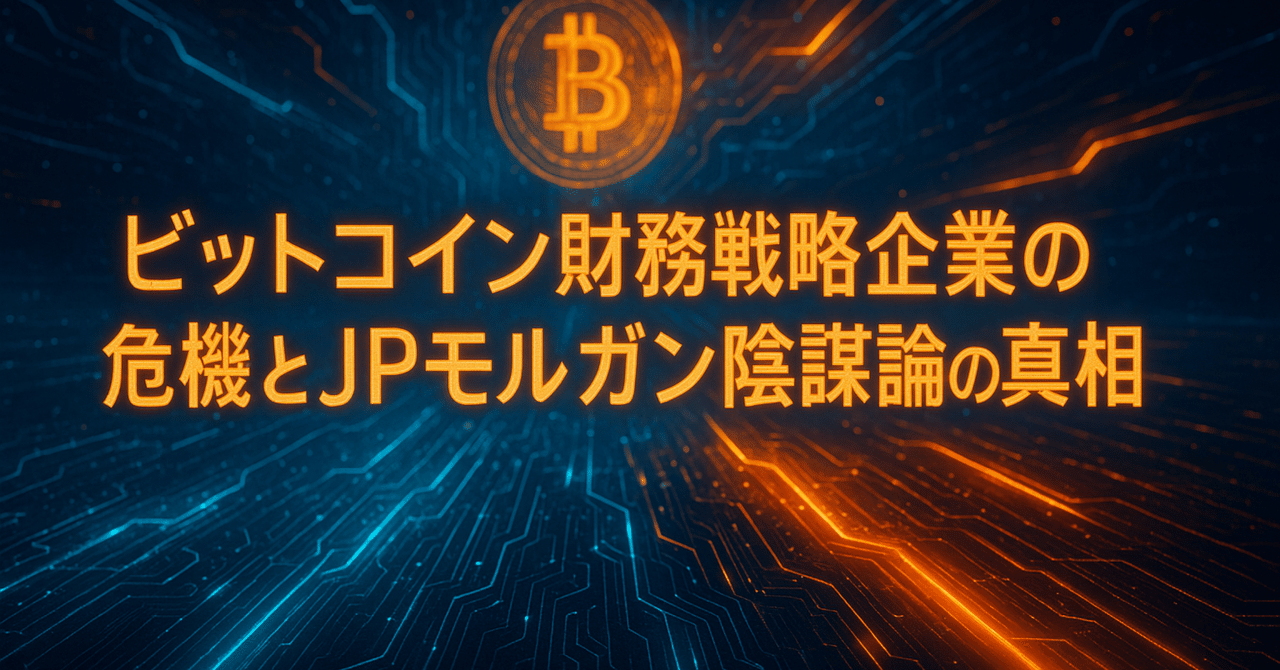 ビットコイン財務戦略企業の危機とJPモルガン陰謀論の真相｜Mr.T@AI×Cryptoに全ツッパ