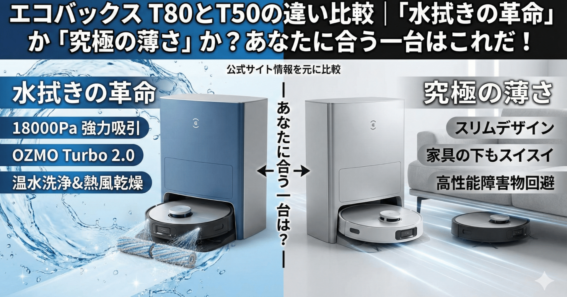 エコバックス T80とT50の違い比較｜「水拭きの革命」か「究極の薄さ