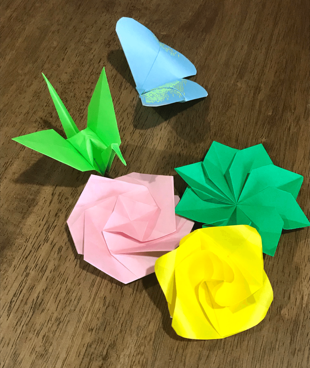 折り鶴祈り鶴 に 花折り紙と 蝶々と ちびまゆ Note