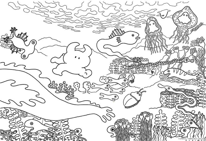 絵本『ウアモウとふしぎのわくせい』をぬり絵にしました