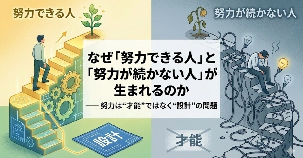 なぜ「努力できる人」と「努力が続かない人」が生まれるのか── 努力は“才能”ではなく“設計”の問題｜Ykくん|投資や時事ネタを解説
