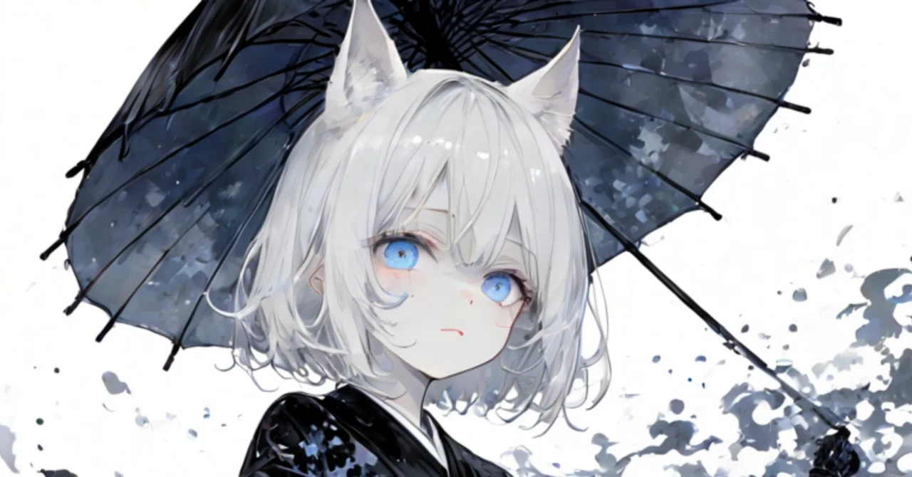 僕の水墨画】墨夜に咲く蒼瞳｜Blue in Ink｜零ぴちゅ。