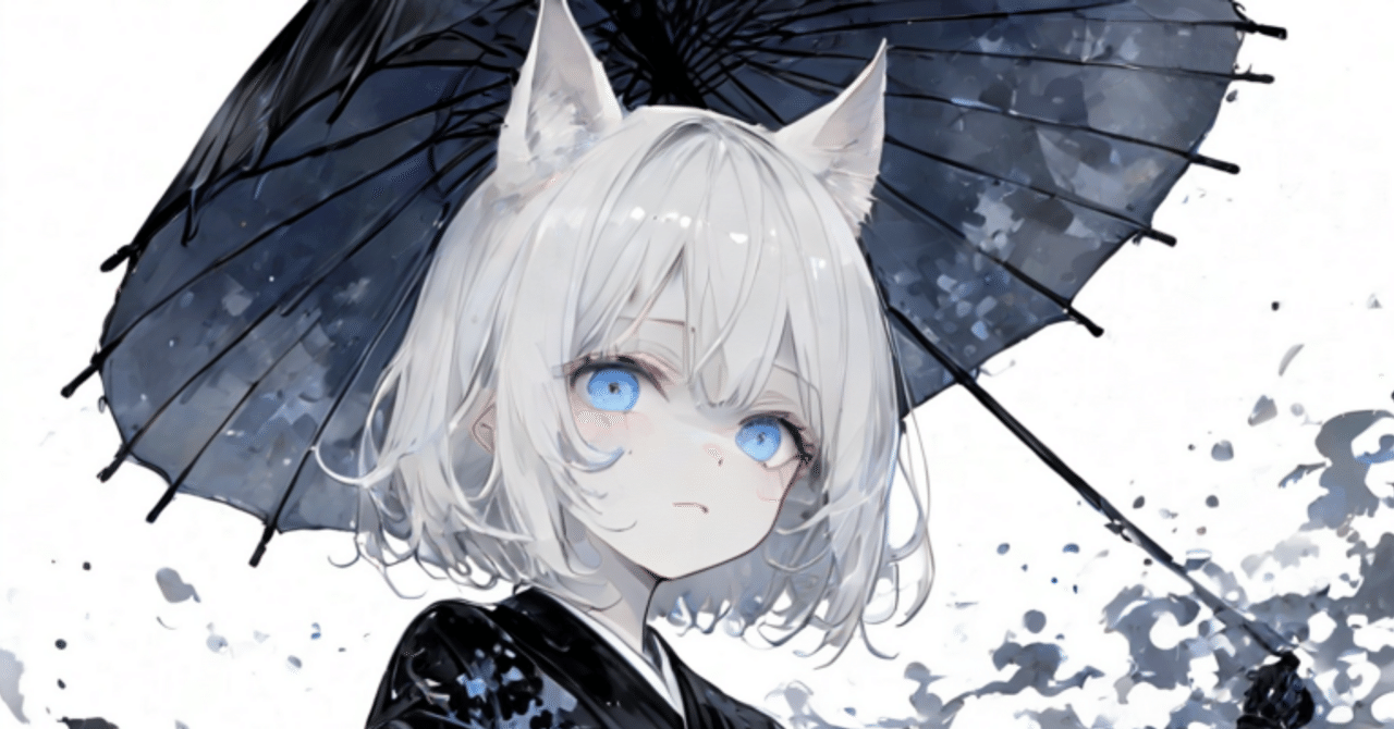 僕の水墨画】墨夜に咲く蒼瞳｜Blue in Ink｜零ぴちゅ。