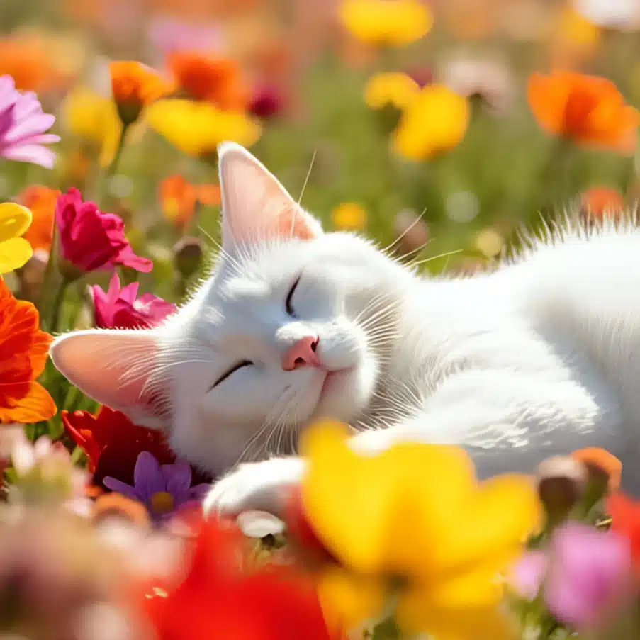 ひだまりの白猫