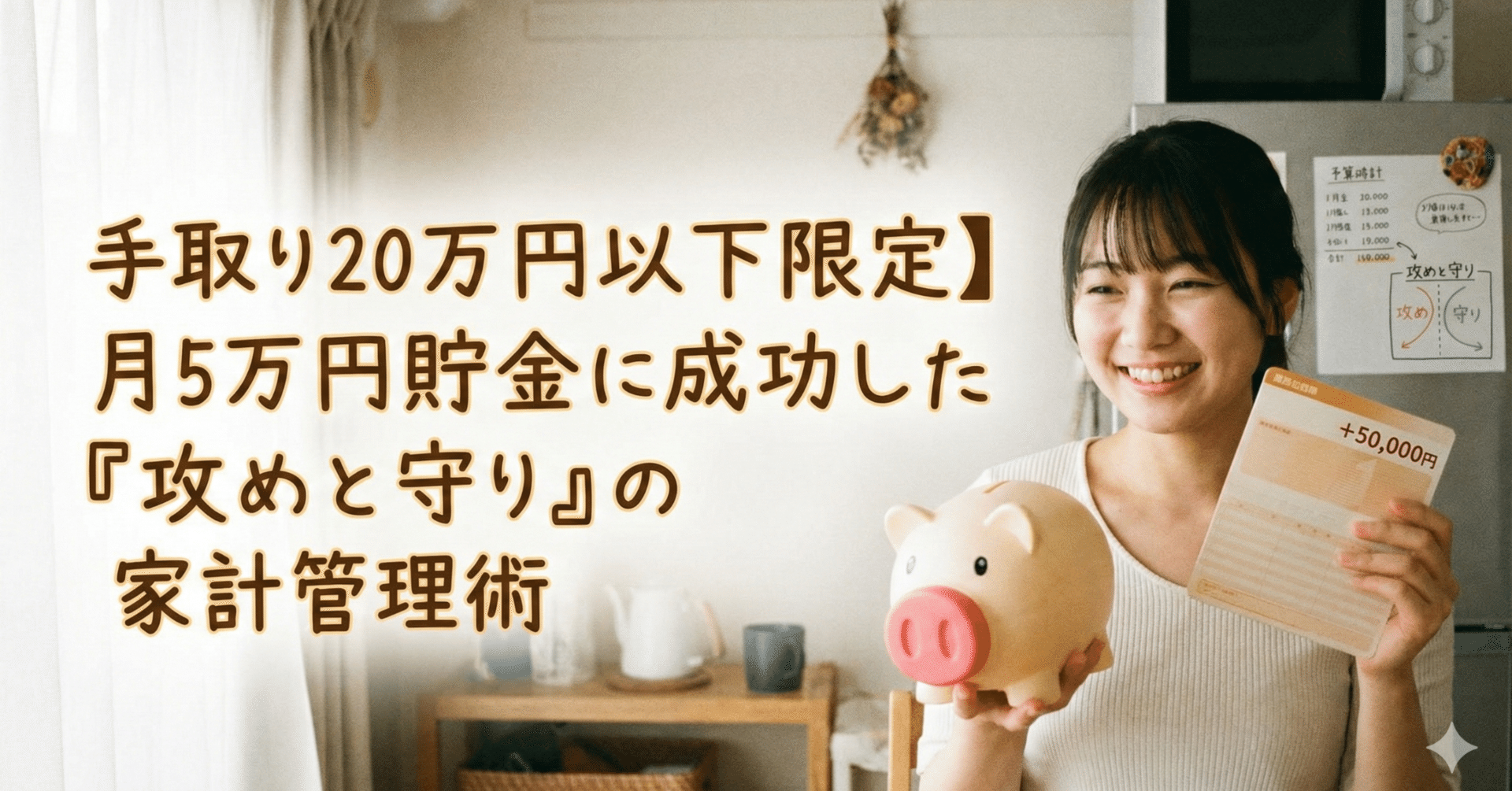 手取り20万円以下限定】3ヶ月で月5万円貯金に成功した「攻めと守り」の家計管理術｜d1618