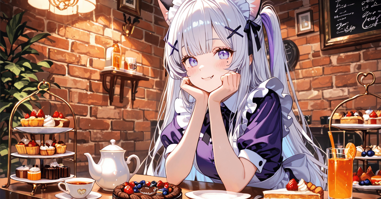 銀髪猫耳メイドさんに元気をもらおう】ケーキバイキングなのにゃ
