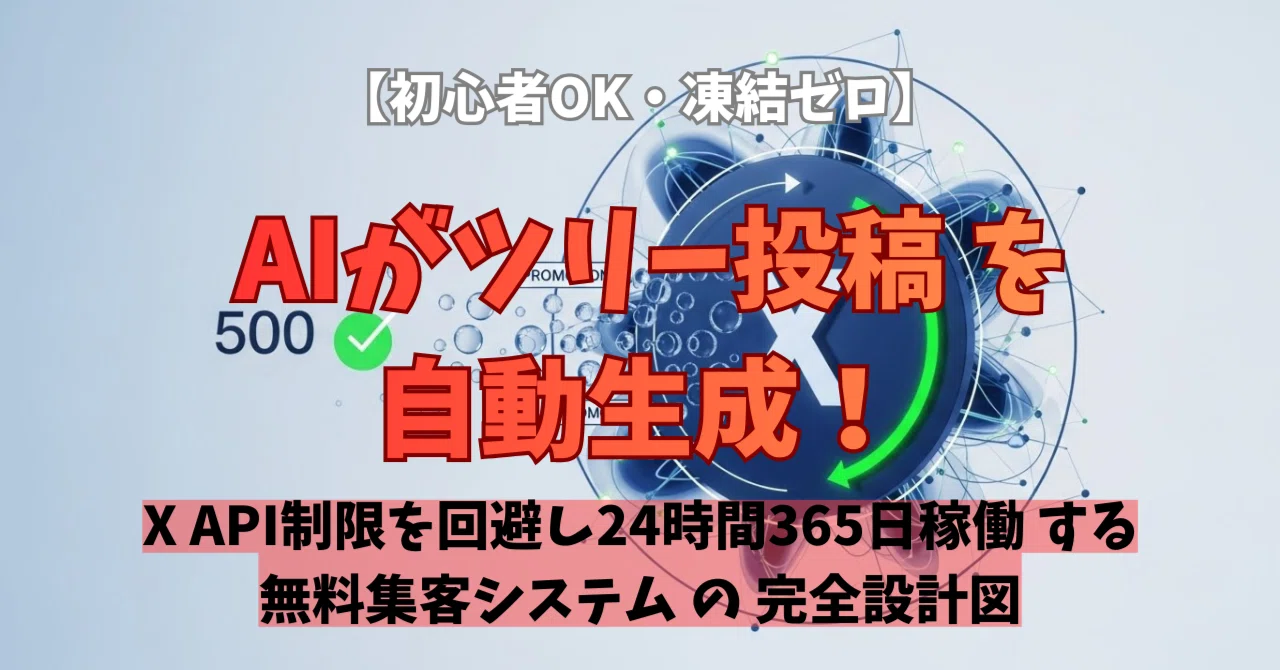 初心者OK・凍結ゼロ】 AIが ツリー投稿 を自動生成！X API制限を回避し
