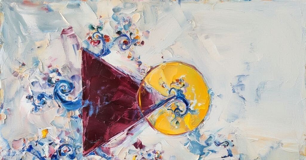 AI画像 de 油彩画（抽象、三角円カオス）｜茜町春彦