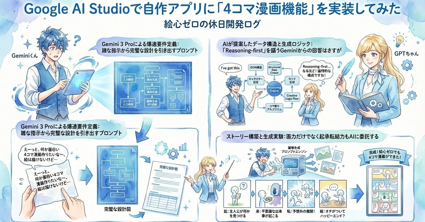Google AI Studioで自作アプリに「4コマ漫画機能」を実装してみた 