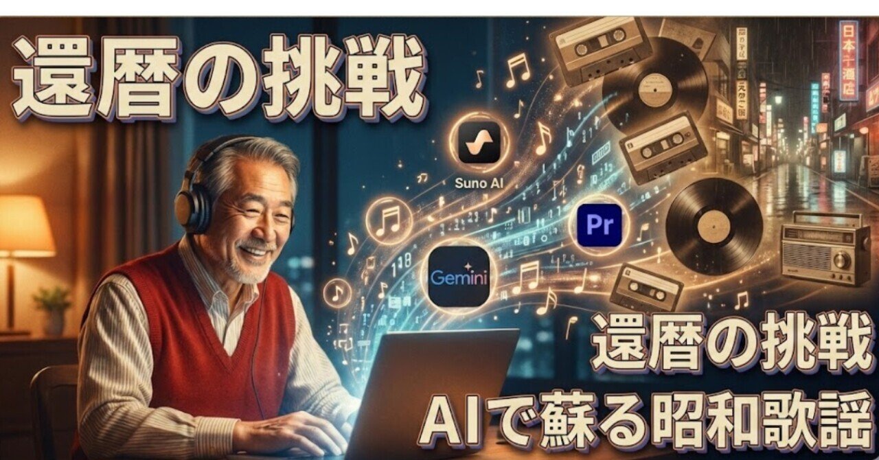 還暦の挑戦】昭和40年生まれが「Suno AI × Gemini × Premiere  Pro」で昭和歌謡を完全再現してみた。3時間で奇跡を起こす最強ワークフロー（全工程公開）｜Endo