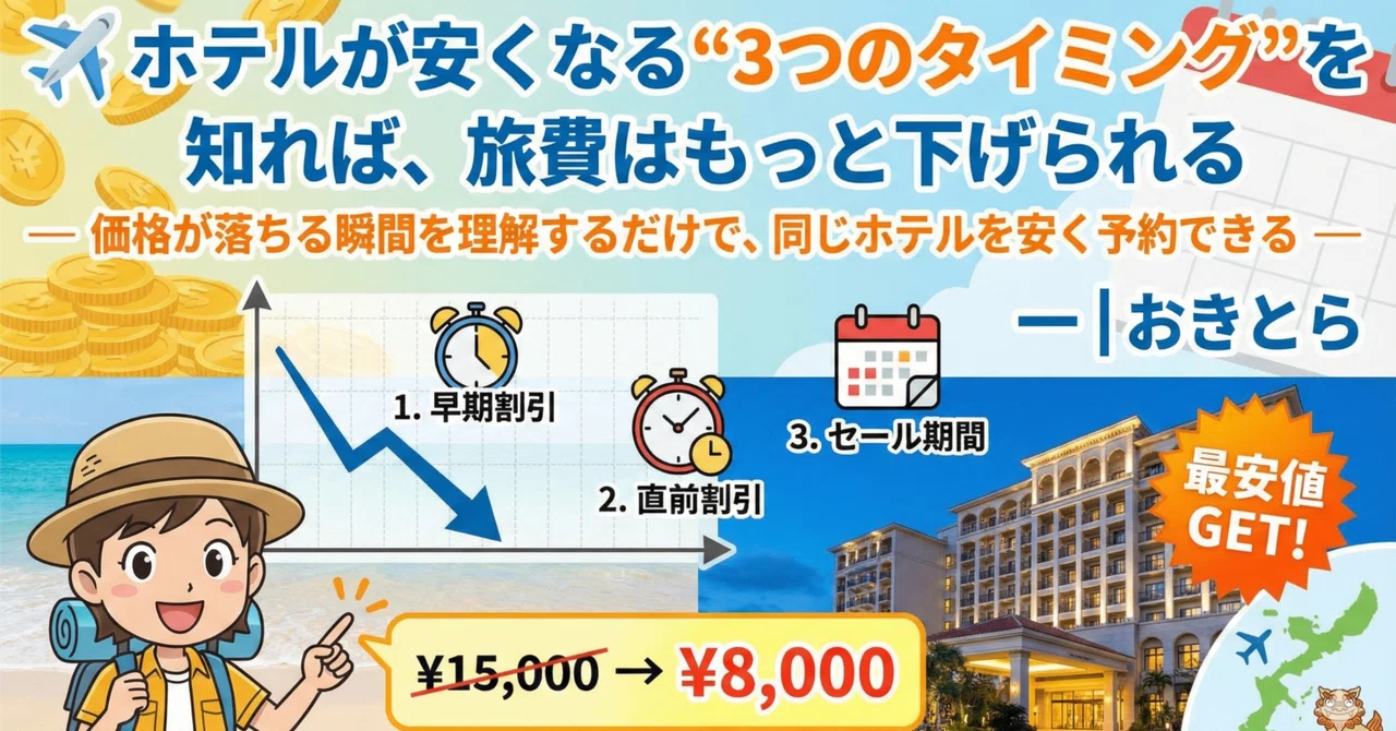 ✈️ ホテルが安くなる“3つのタイミング”を知れば、旅費はもっと下げ 