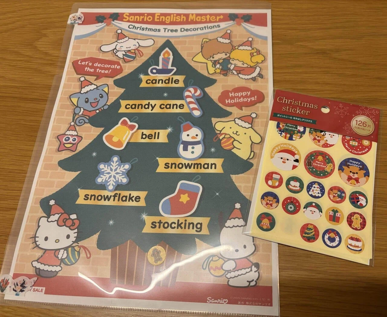 Sanrio English with my 1-year-old daughter: Super easy advent tree