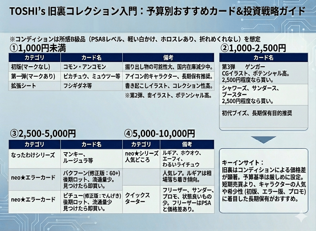予算別旧裏おすすめカード①10,000円以下｜TOSHI@旧ポケカ