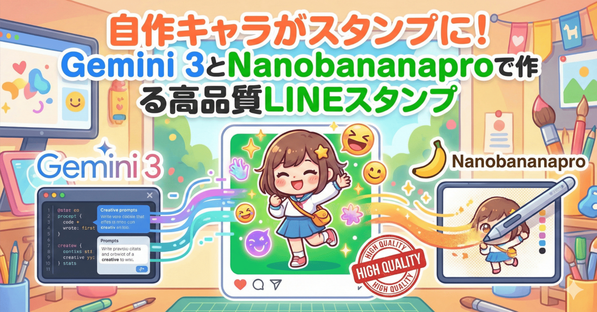 自作キャラがスタンプに！Gemini 3とNanobananaproで作る高品質LINE