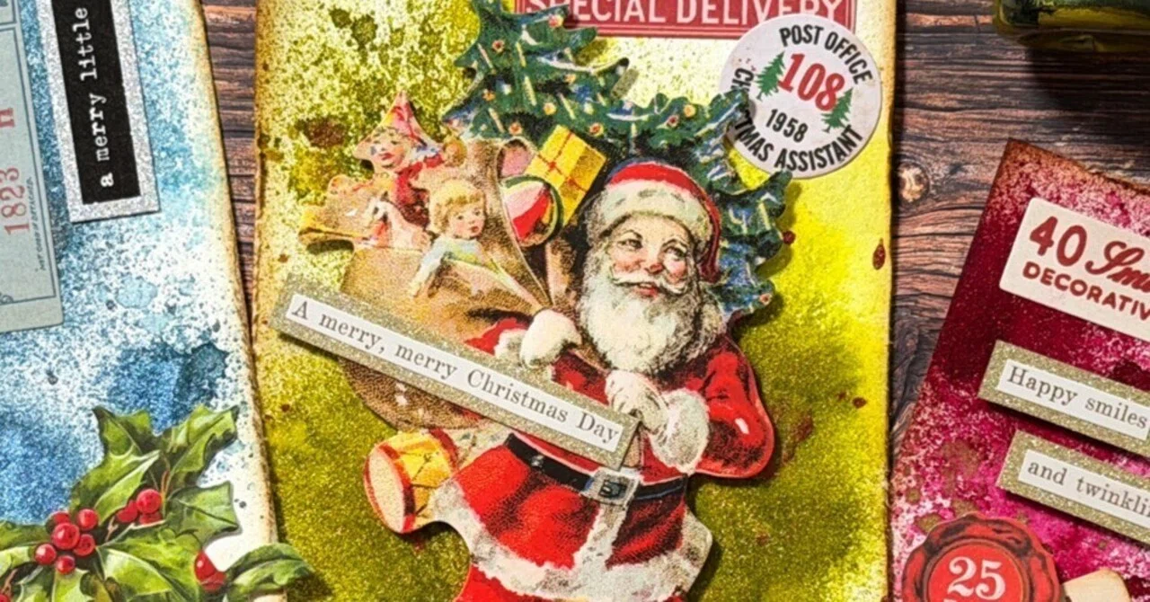 マニー　コラージュ　クリスマス きらきらヴィンテージなクリスマスコラージュカード｜海外文具と古本