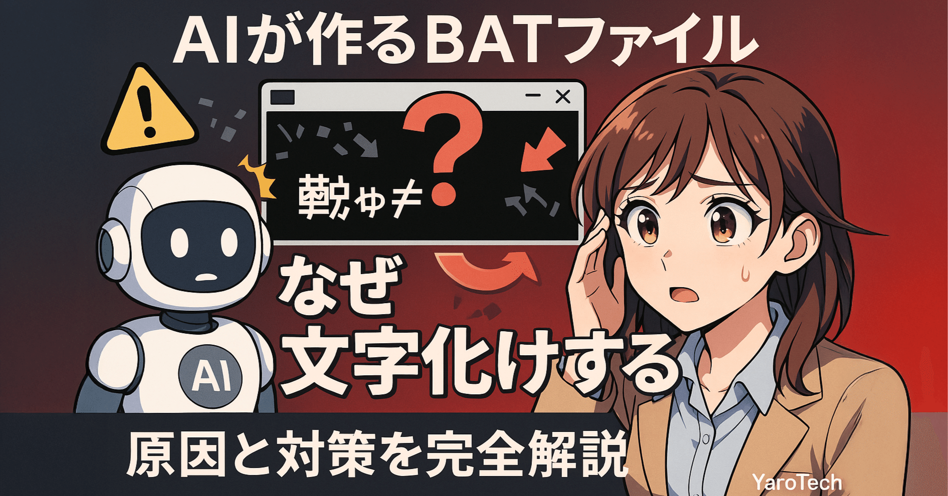 AIが作るBATファイルは文字化けする！？Windows 11で日本語バッチが動かない原因と対策｜YaroTech｜生成AIの傾奇者