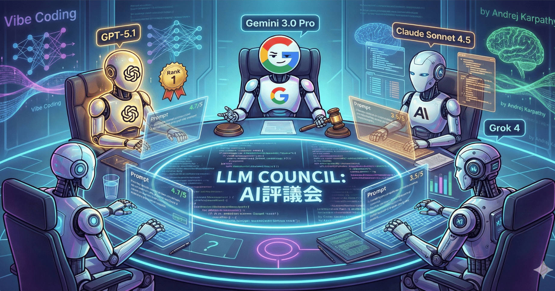 AIに評価させたら、Geminiが「俺が一番」と言い張った話 – LLM Council