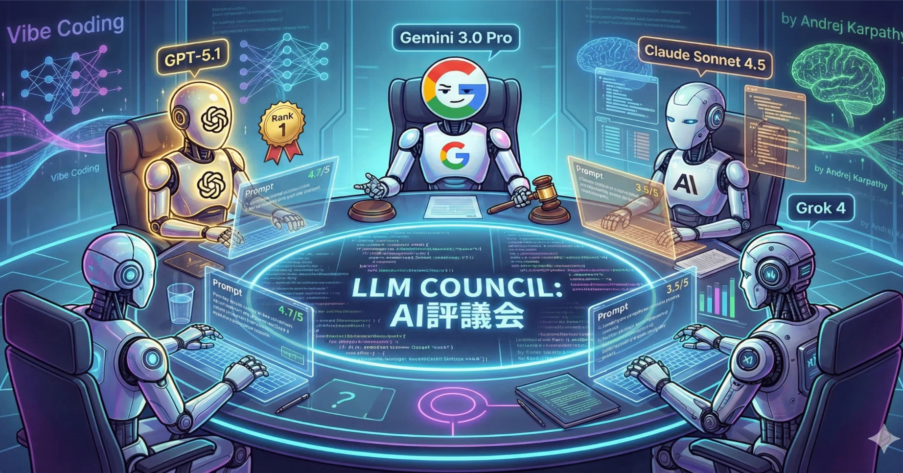AIに評価させたら、Geminiが「俺が一番」と言い張った話 – LLM Council