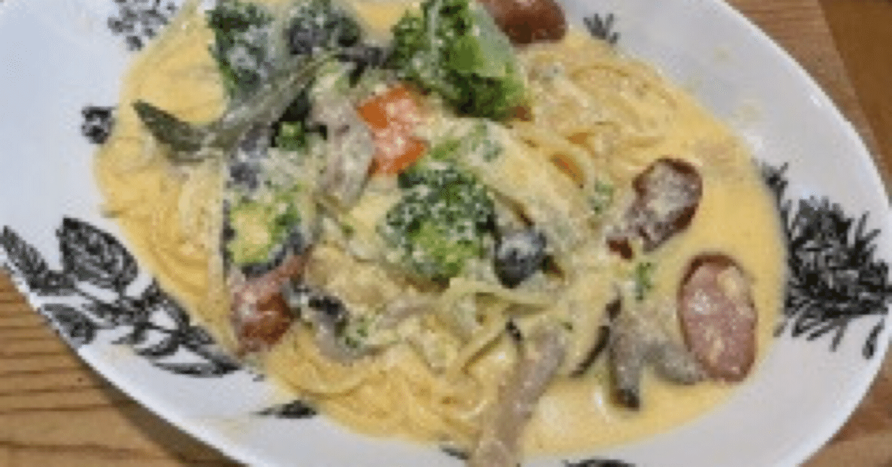 俺の野菜とソーセージのカルボナーラ(2024/3/24)｜かひ2025