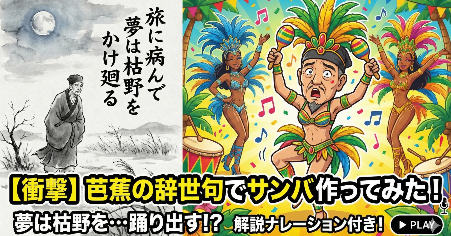 芭蕉 旅に病んで 夢は枯野を かけ廻る を本格的なサンバで楽しむ｜俳句
