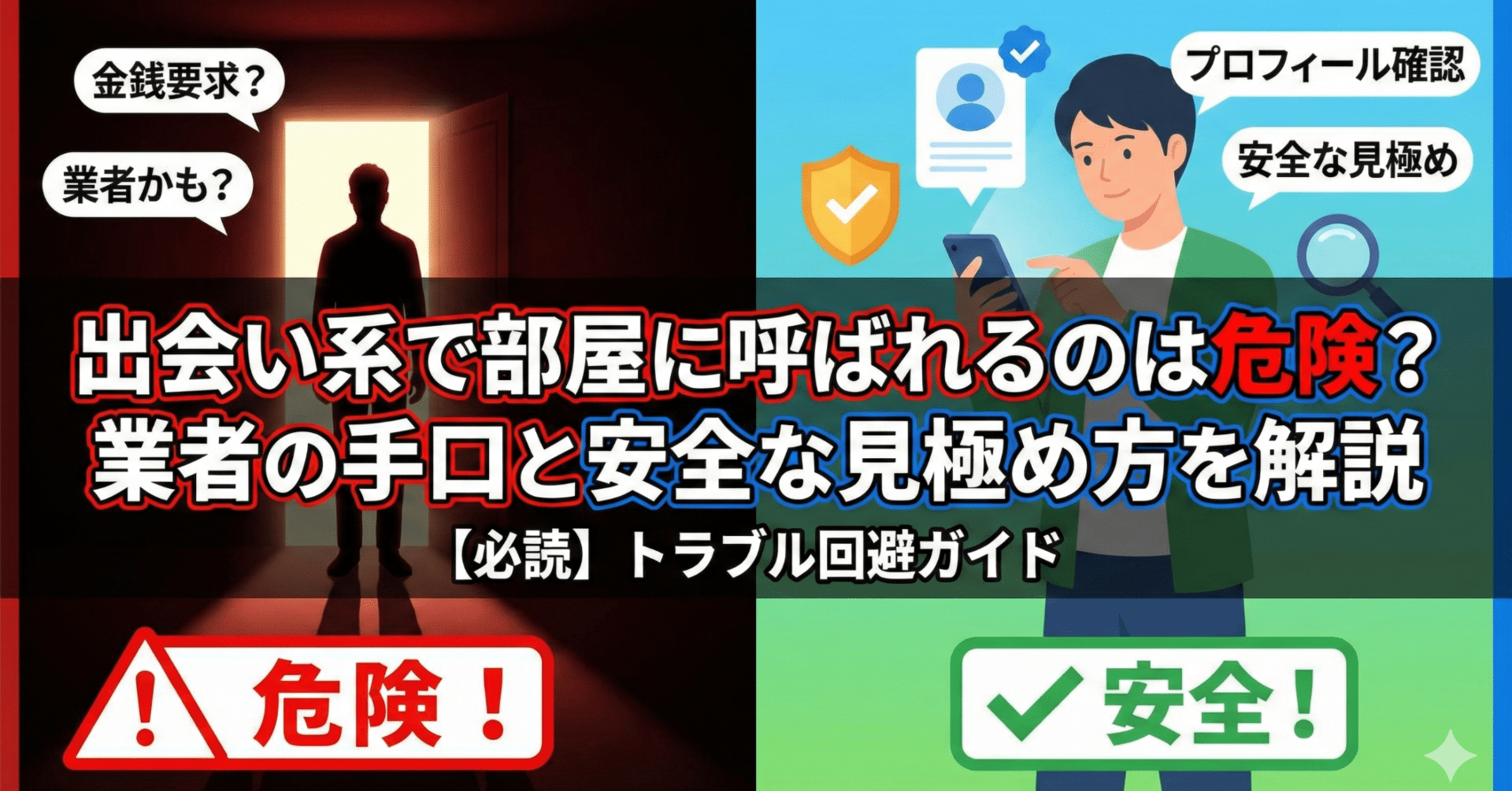 出会い系で部屋に呼ばれるのは危険？業者の手口と安全な見極め方を解説｜男の夜ログ
