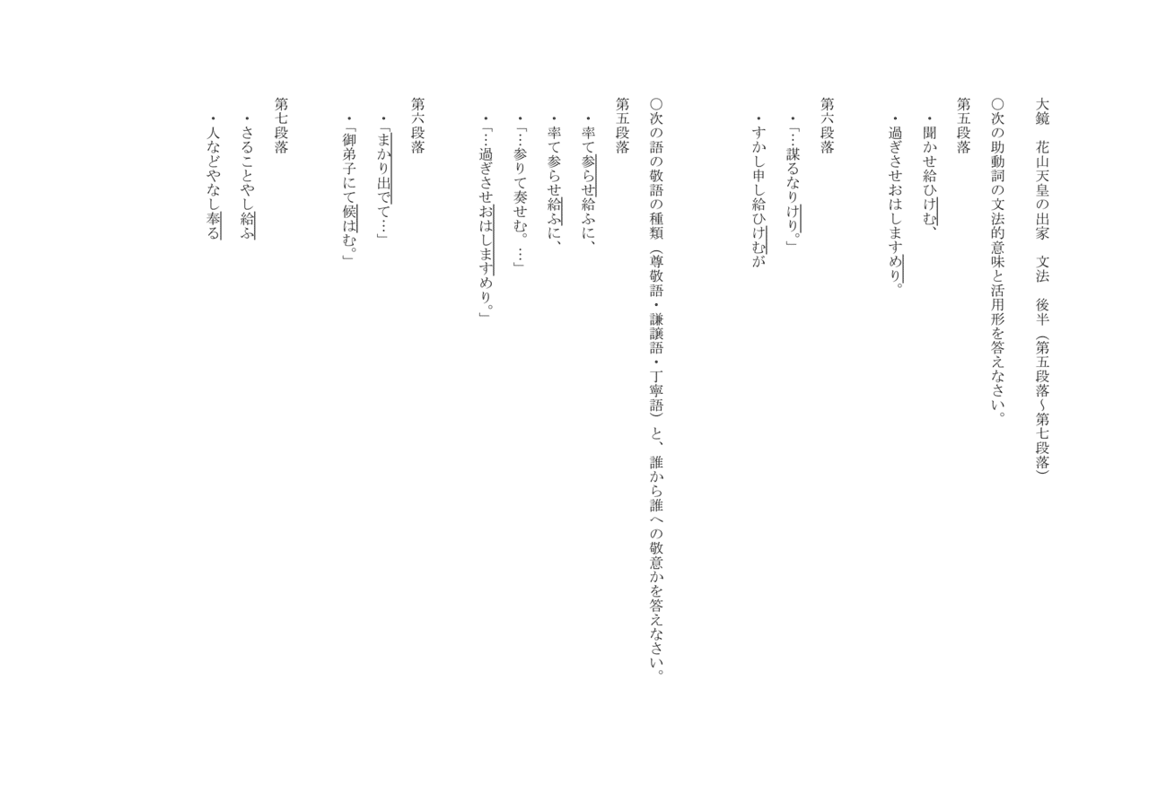 大鏡 花山天皇の出家 文法 前半 後半 Oku Note