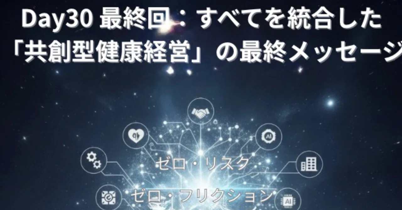 Day30 最終回：すべてを統合した「共創型健康経営」の最終メッセージ｜kou_og