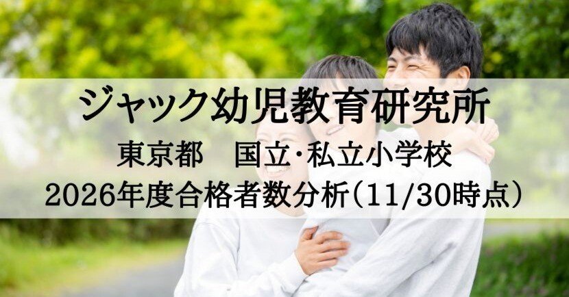 ジャック幼児教育研究所】小学校受験（東京）合格速報2026年度 11月末