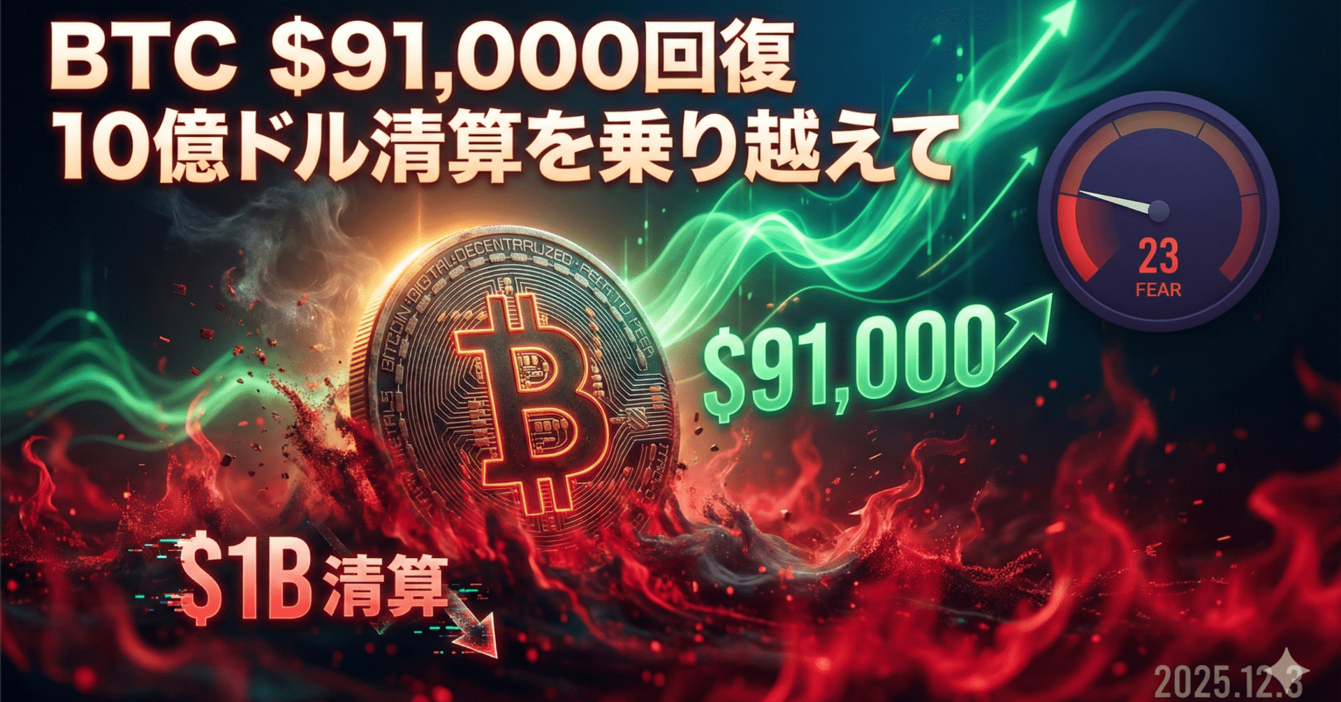 2025/12/03】ビットコイン91,000ドル回復。Extreme Fearは逆張りシグナルか？｜へそくり投資パパ