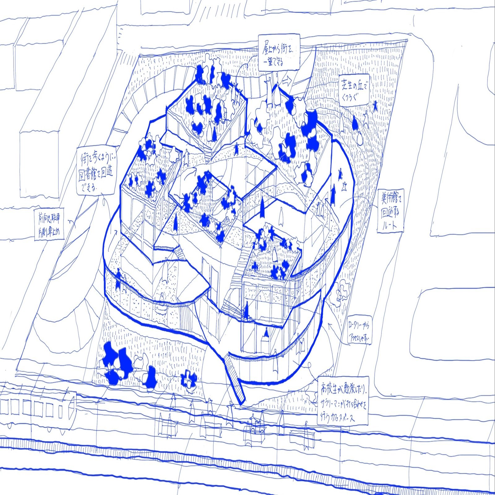 全国各地の面白い場所、建物×スケッチ 〜01 群馬県太田市/太田市美術館  
