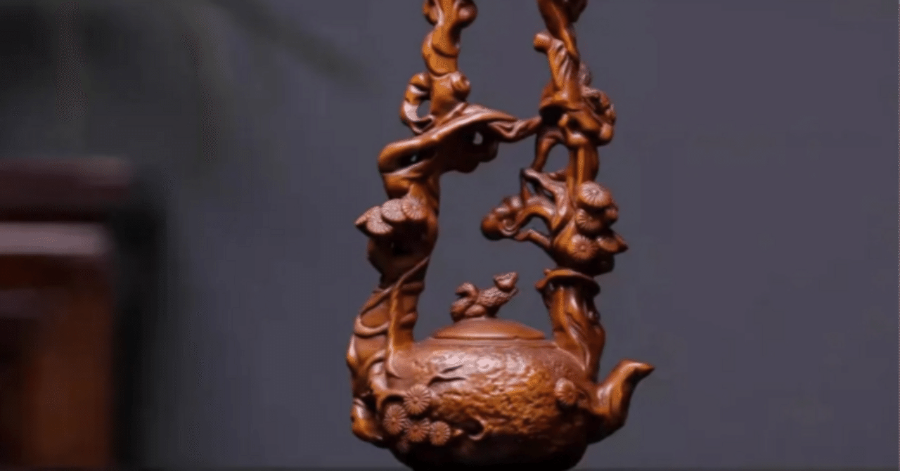 つげ木製茶壺置物 濾過網付き12cmの繊細な木彫り室内装饰｜つげ櫛の雅