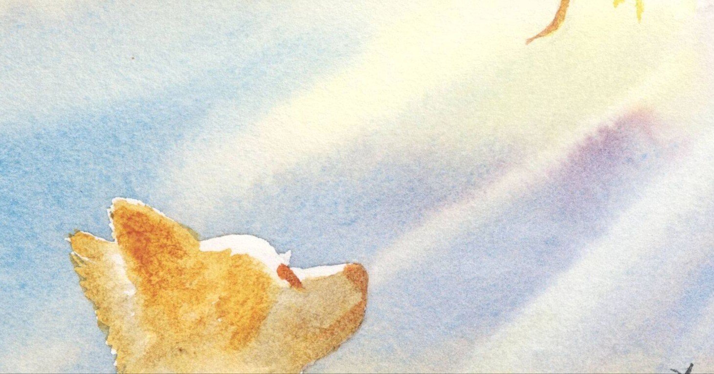 水彩画 愛犬の冒険｜ちろ