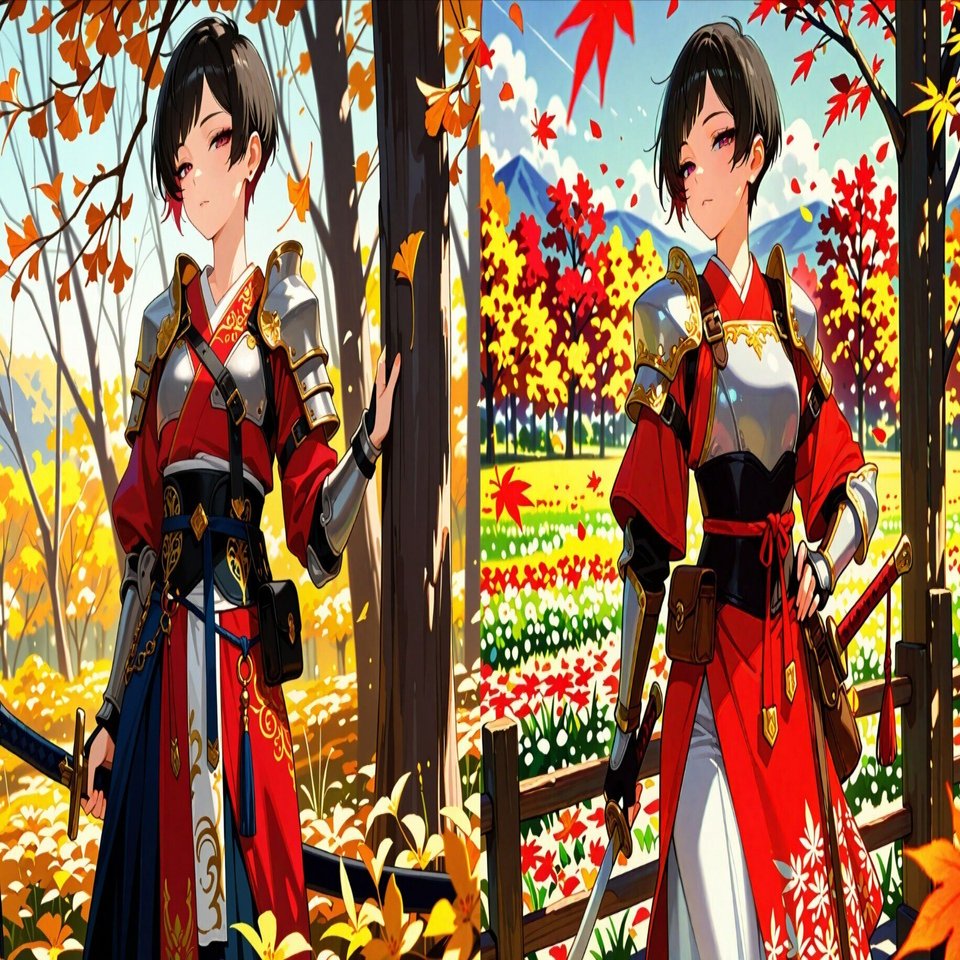 AI生成した高彩度でシャープなイラストで、ビビッドフィルターLORAを