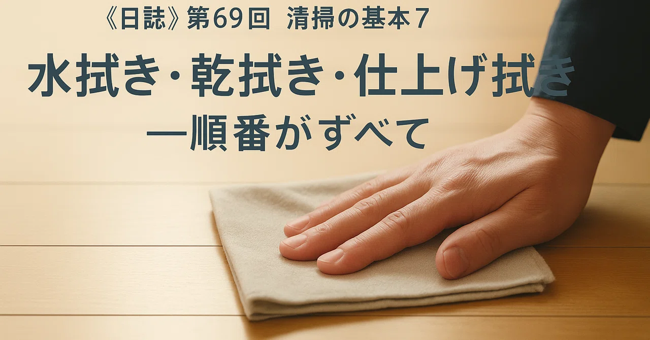《日誌》第69回 清掃の基本⑦ 水拭き・乾拭き・仕上げ拭き──順番がすべて|metabo85
