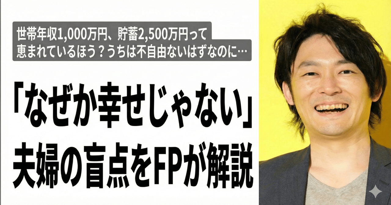 世帯年収1,000万円、貯蓄2,500万円って恵まれているほう？ うちは不自由ないはずなのに…「なぜか幸せじゃない」夫婦の盲点をFPが解説