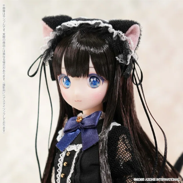 『ワン』黒猫ちゃん♡人形 黒髪姫カット❣️おくちが猫ちゃんむにゅくち❣️メガネっ娘