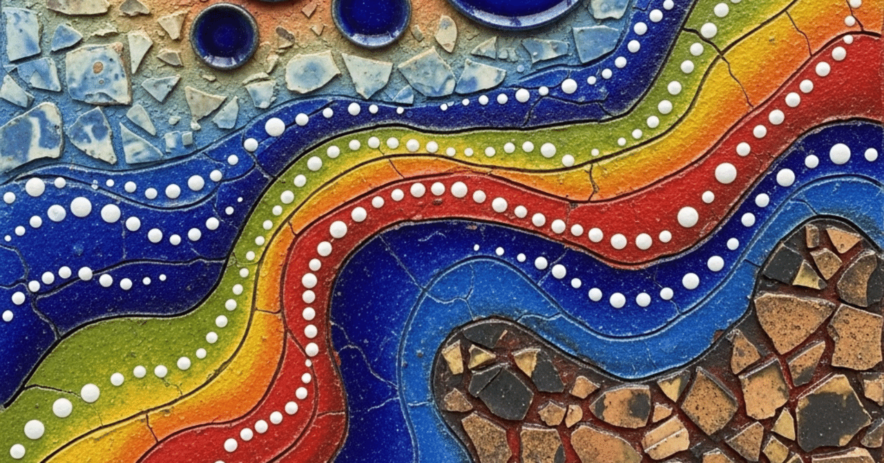 AI画像 de ミクストメディア（抽象、円アメーバ形状ドット断片