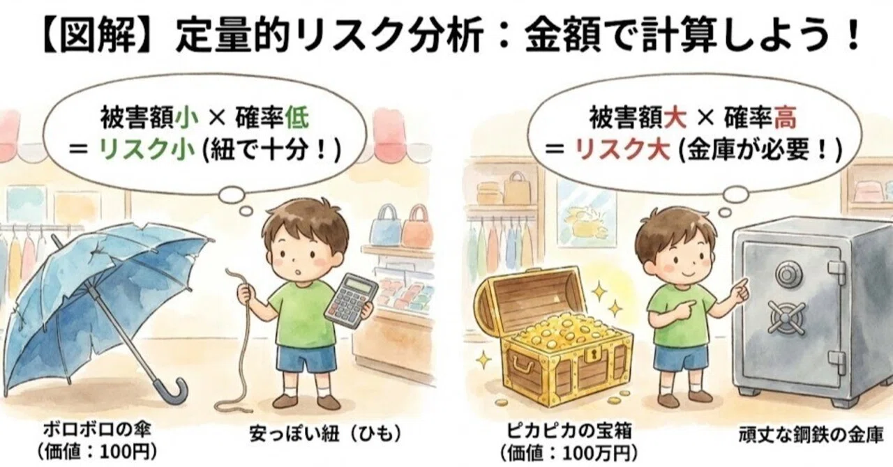 図解】「定量的リスク分析」って何？ 難しい言葉も「買い物」に例えれ