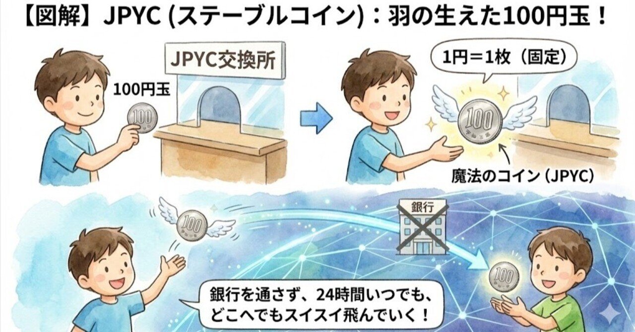 図解】「JPYC」って何？ 1円＝1コインで使える「デジタル日本円」の話｜さくら@応用情報技術者試験勉強中