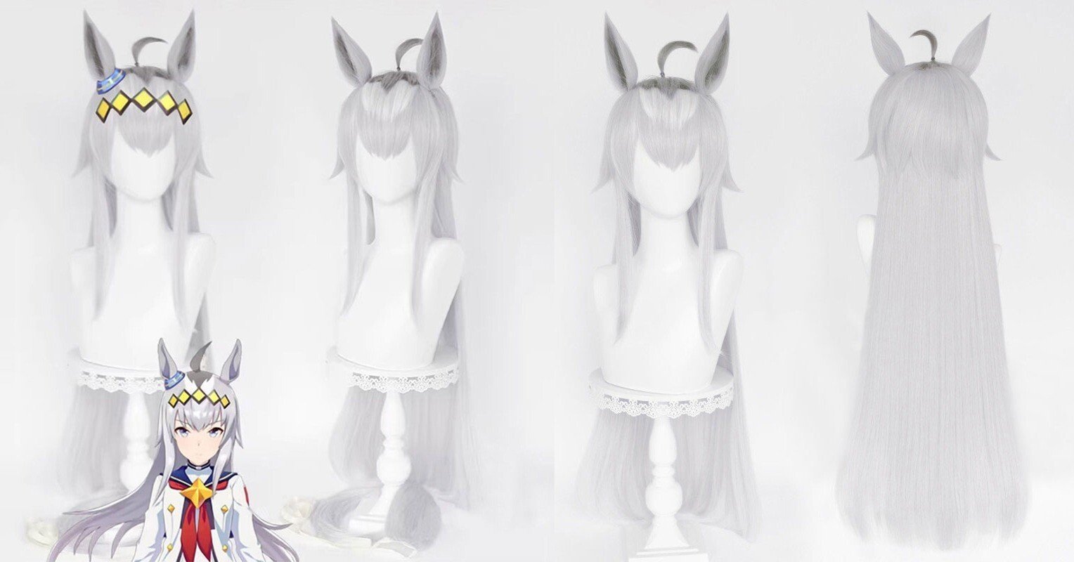 ウマ娘 プリティーダービー オグリキャップ コスプレかつら 銀色 撮影