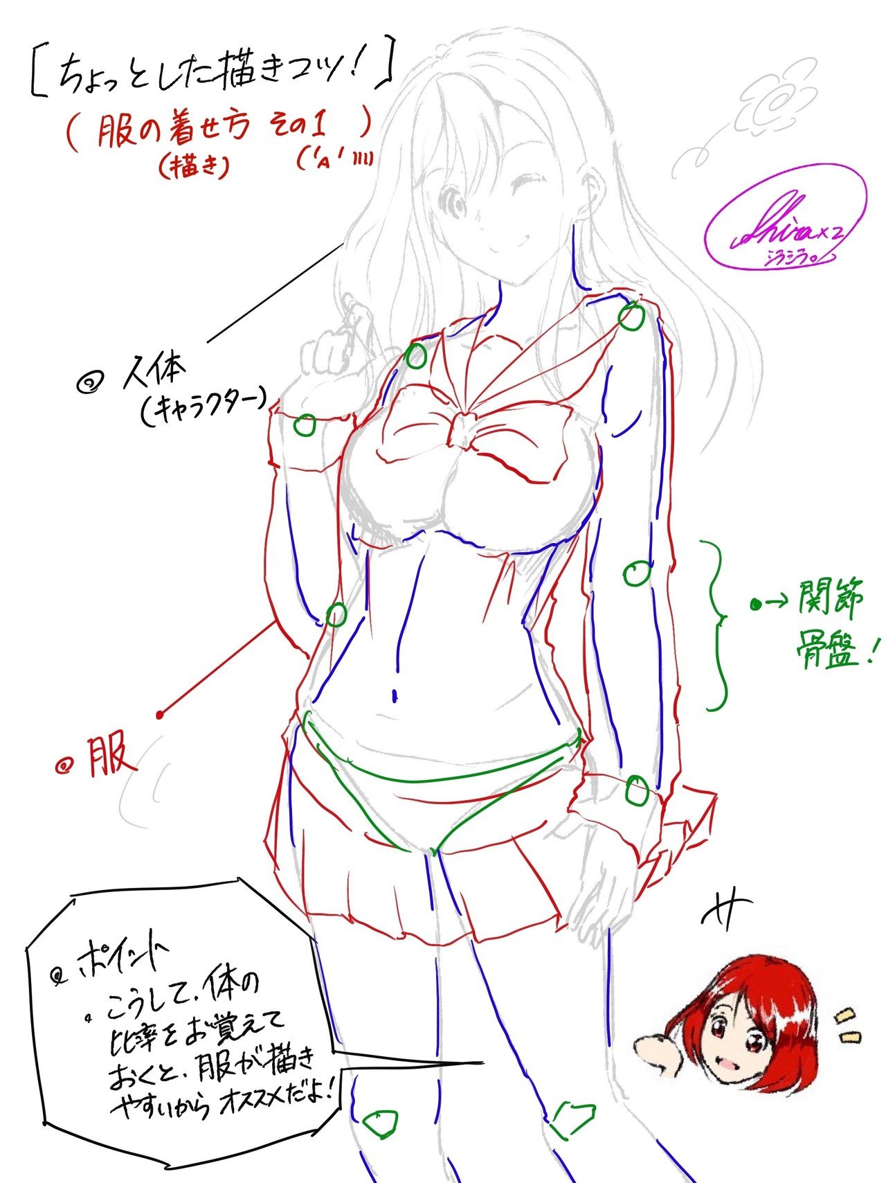 ちょっとした描きコツ 服の着せ方 シラシラ ペンネーム Note